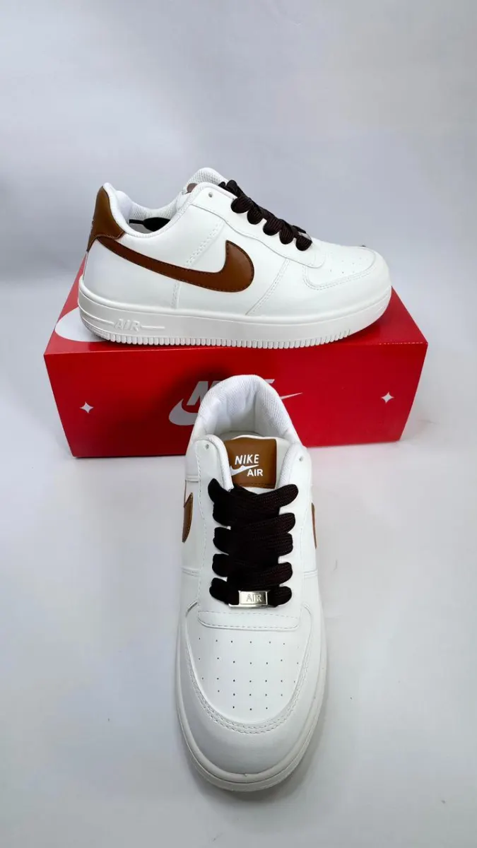 Classic White & Brown Air Sneakers