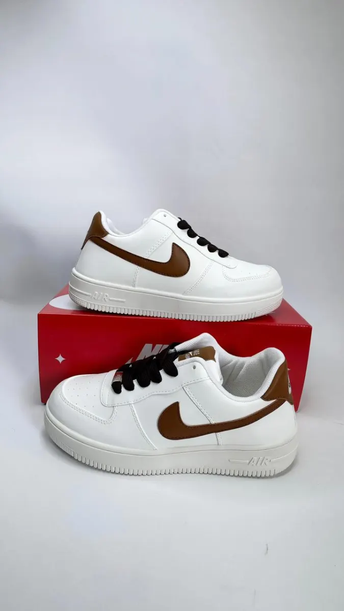 Classic White & Brown Air Sneakers